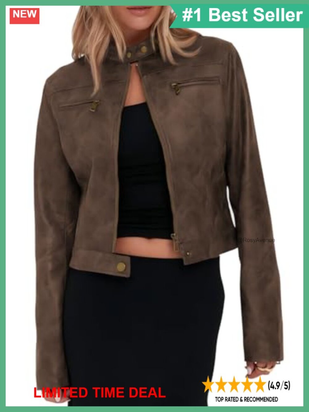 Faux Leather Cropped Moto Jacket Zip Up Stand Collar Vintage Y2k Biker Coat